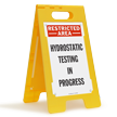 Hydrostatic Testing In Progress Restricted Area Floor Sign