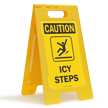 Icy Steps Caution Standing Floor Sign