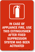 In Case Of Appliance Fire Use Fire Extinguisher Sign