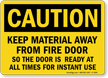 Keep Material Away From Fire Door Caution Sign