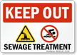 Keep Out, Sewage Treatment, No Swimming Sign