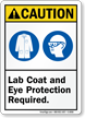 Lab Coat And Eye Protection Required Caution Sign