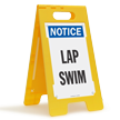 Lap Swim Notice Free Standing Floor Sign