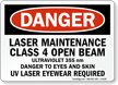 Laser Maintenance Class 4 Sign