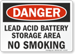 Lead Acid Battery Storage Area OSHA Danger Sign