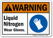 Liquid Nitrogen Wear Gloves ANSI Warning Sign