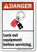 Lock Out Equipment Before Servicing Danger Sign