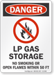 LP Gas Storage No Smoking Or Open Flames Danger Sign