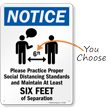 Maintain 6 Feet of Separation Social Distancing Sign