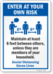 Maintain At Least 6 Feet Distance Pool Rules Sign