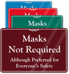 Masks Not Required Although Preferred ShowCase Wall Sign