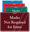 Masks Not Required For Entry ShowCase Wall Sign