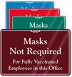 Masks Not Required For Fully Vaccinated Employees Sign