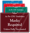 Masks Required Unless Fully Vaccinated CDC Wall Sign