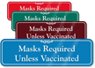 Masks Required Unless Vaccinated ShowCase Wall Sign