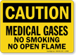 Medical Gases No Smoking OSHA Caution Sign