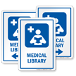 Medical Library Sign with Reading Medicine Books Symbol