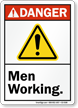 Men Working ANSI Danger Sign With Graphic