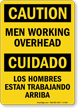 Men Working Overhead Bilingual Sign