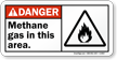 Methane Gas In This Area ANSI Danger Sign