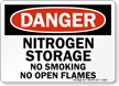 Danger Nitrogen Storage Smoking Flames Sign