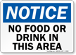 Notice No Food or Drink Sign