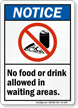No Food Drink In Waiting Areas Sign