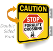 Stop Forklift Crossing 2 Sided Caution Sign
