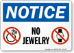 No Jewelry OSHA Notice Sign