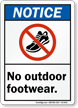 No Outdoor Footwear ANSI Notice Sign