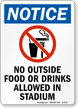 No Outside Food Or Drinks In Stadium Sign