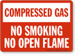 Compressed Gas No Smoking Sign