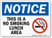 No Smoking Lunch Area (symbol) Sign