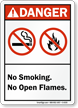 No Smoking Open Flames Danger Sign