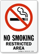 No Smoking Restricted Area (symbol) Sign