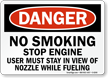 No Smoking Stop Engine Danger Sign