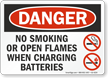 No Smoking When Charging Batteries OSHA Danger Sign