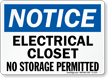 Notice Electrical Closet No Storage Sign
