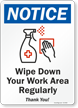 Notice Disinfect Surfaces Regularly Sign