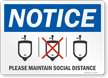Notice Please Maintain Social Distance Sign