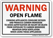 Open Flame, Cooking Appliances Consume Oxygen Warning Sign