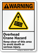 Overhead Crane Hazard, Keep Clear Avoid Death Sign