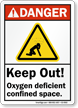 Keep Out Oxygen Deficient Confined Space Danger Sign