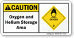 Oxygen Helium Storage Area ANSI Caution Sign