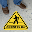Pedestrian Walkway with Clipart, Triangle Floor Sign