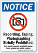 Bilingual Notice No Cameras Allowed Sign