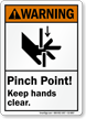 Pinch Point Keep Hands Clear ANSI Warning Sign