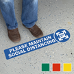 Please Maintain Social Distancing SlipSafe Floor Sign