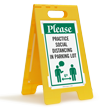 Please: Practice Social Distancing in Parking Lot FloorBoss Sign