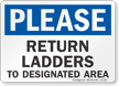 Please Return Ladder To Designated Area Sign